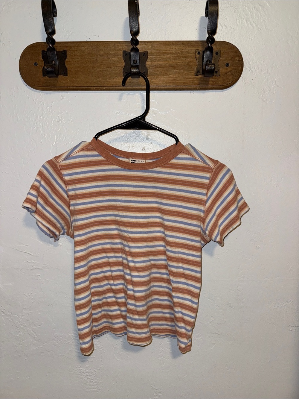 Billabong Rust, Blue & Cream Striped Short Sleeve Tee